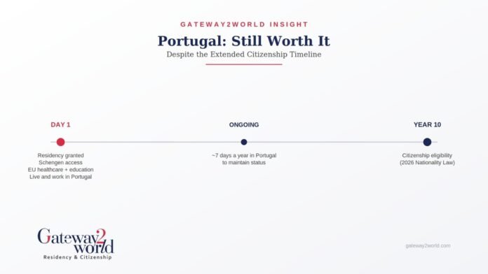 Portuguese citizenship 2026, Portugal 10-year citizenship timeline, Portuguese Nationality Law changes, Portugal residency benefits